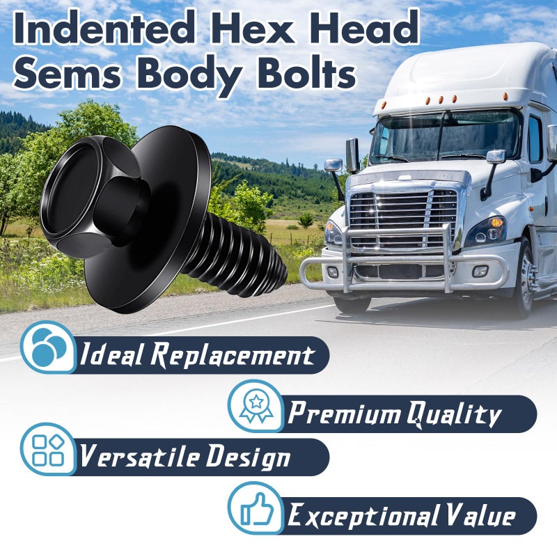 Yaocom 50 Pcs 5/16""-18 x 7/8"" Indented Hex Head Body Bolts, Metal Fasteners Automotive Body Screws for Trucks Fender Bolt for Car - Image 5